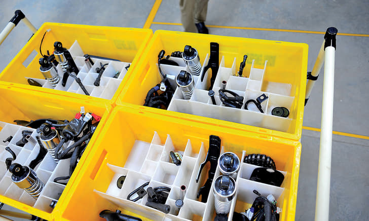 Each part in the kit is tracked by an IT system to improve quality and warranty servicing. 